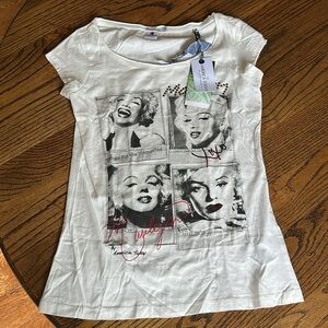 Marilyn Monroe Vintage White Graphic Women's Top NWT Sz XS